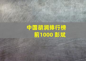 中国胡润排行榜前1000 彭斌